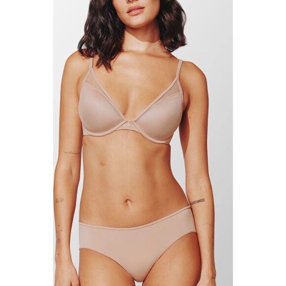 Third love 24/7 Classic Uplift Plunge Bra in Taupe/nude size 38G - Picture 1 of 9